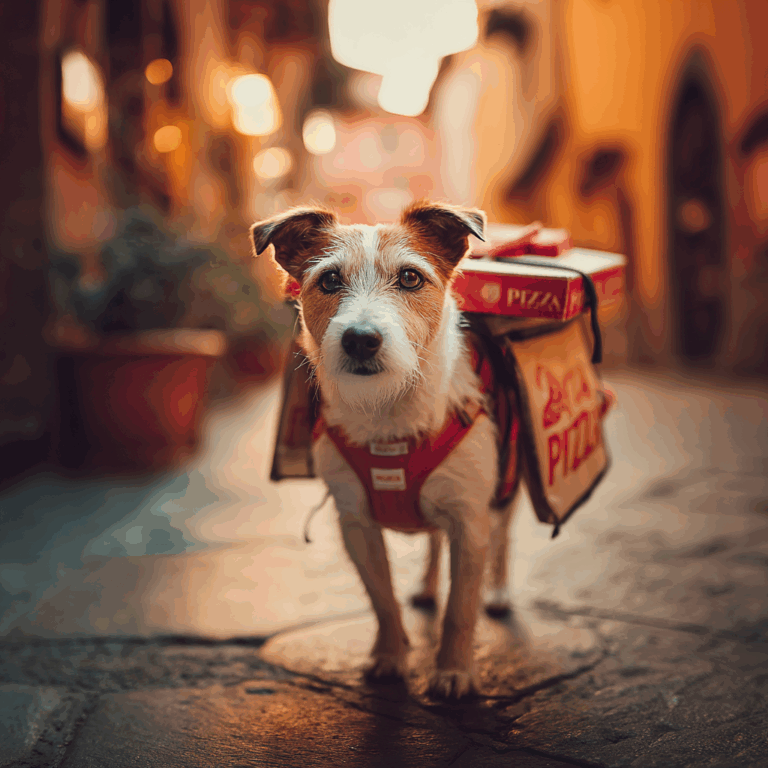 Pes, který vozí pizzu